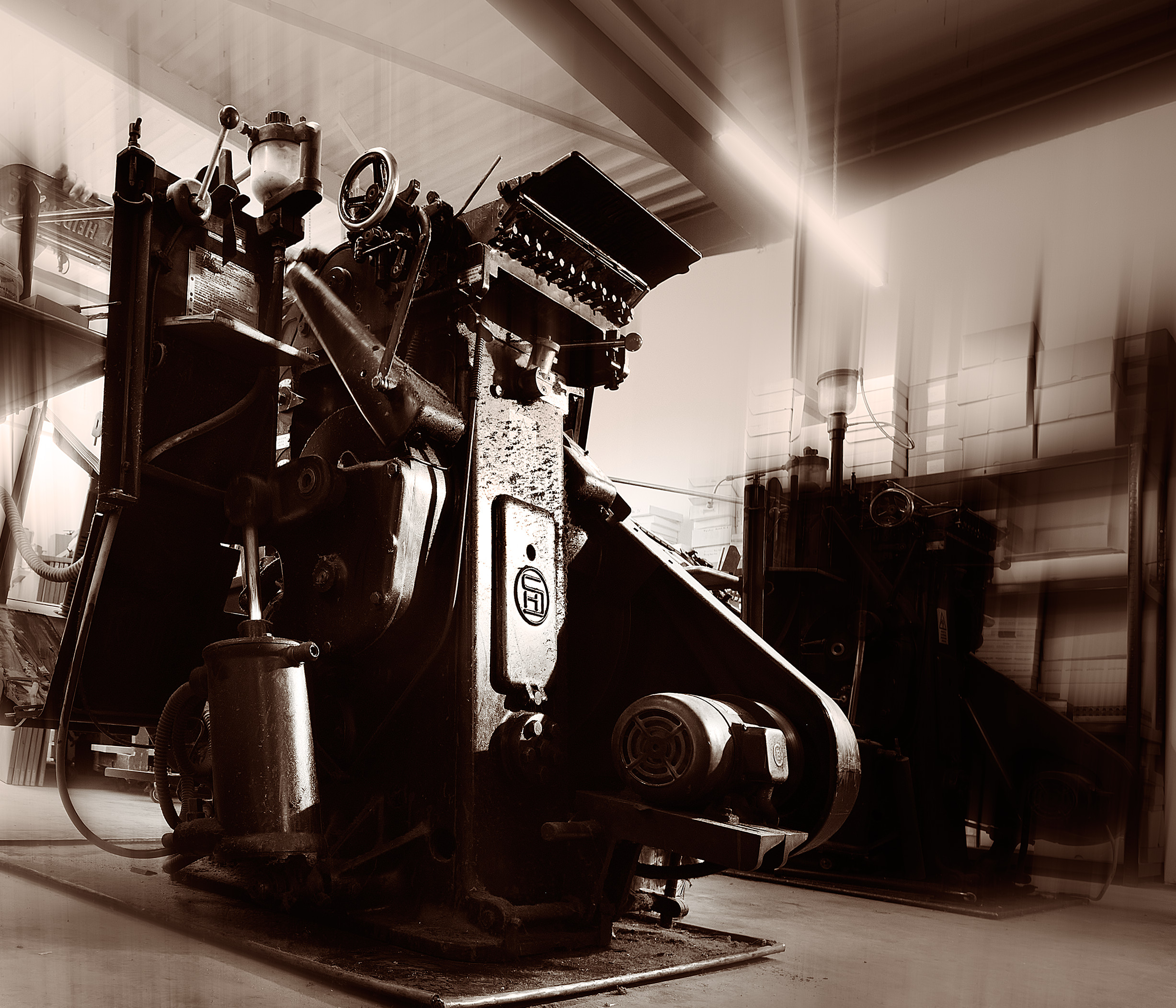 historische-druckmaschine-heidelberg-sachportrait-nostalgische-farbgebung