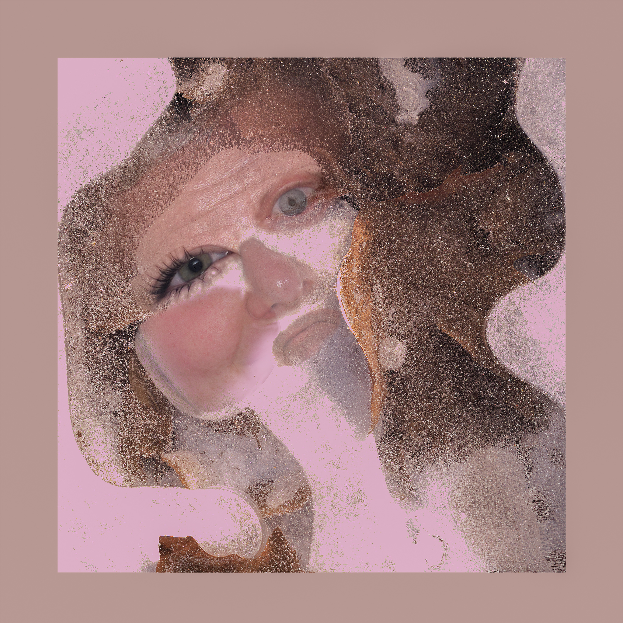 Frozen Creatures, eine künstlerische Arbeit aus zugefrorenen Pfützen und Portraitfragmenten